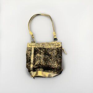 Vintage 90’s Y2K Tianni Cross Body Shoulder Leopard Print Cinch Tote Bag